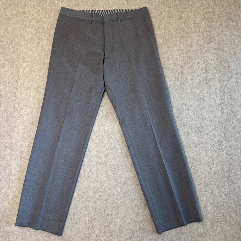 BOSS Hugo Boss Cagan Dress Pants Mens 32x30 Gray Straight Virgin Wool Formal